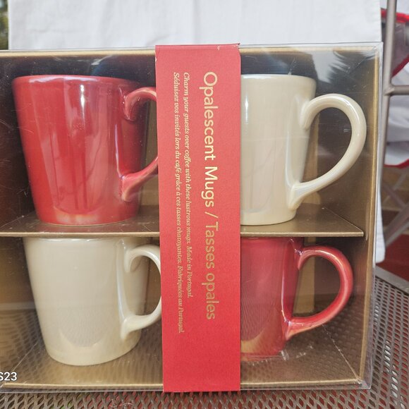 Starbucks Opalescent Mug Set of 4 New In Original Box, Pearl Red and Pearl White - Picture 2 of 8